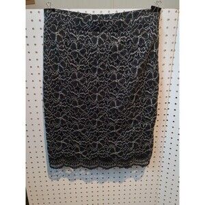 Elle Skirt Size 2 Black Silver Lace Floral Stretch